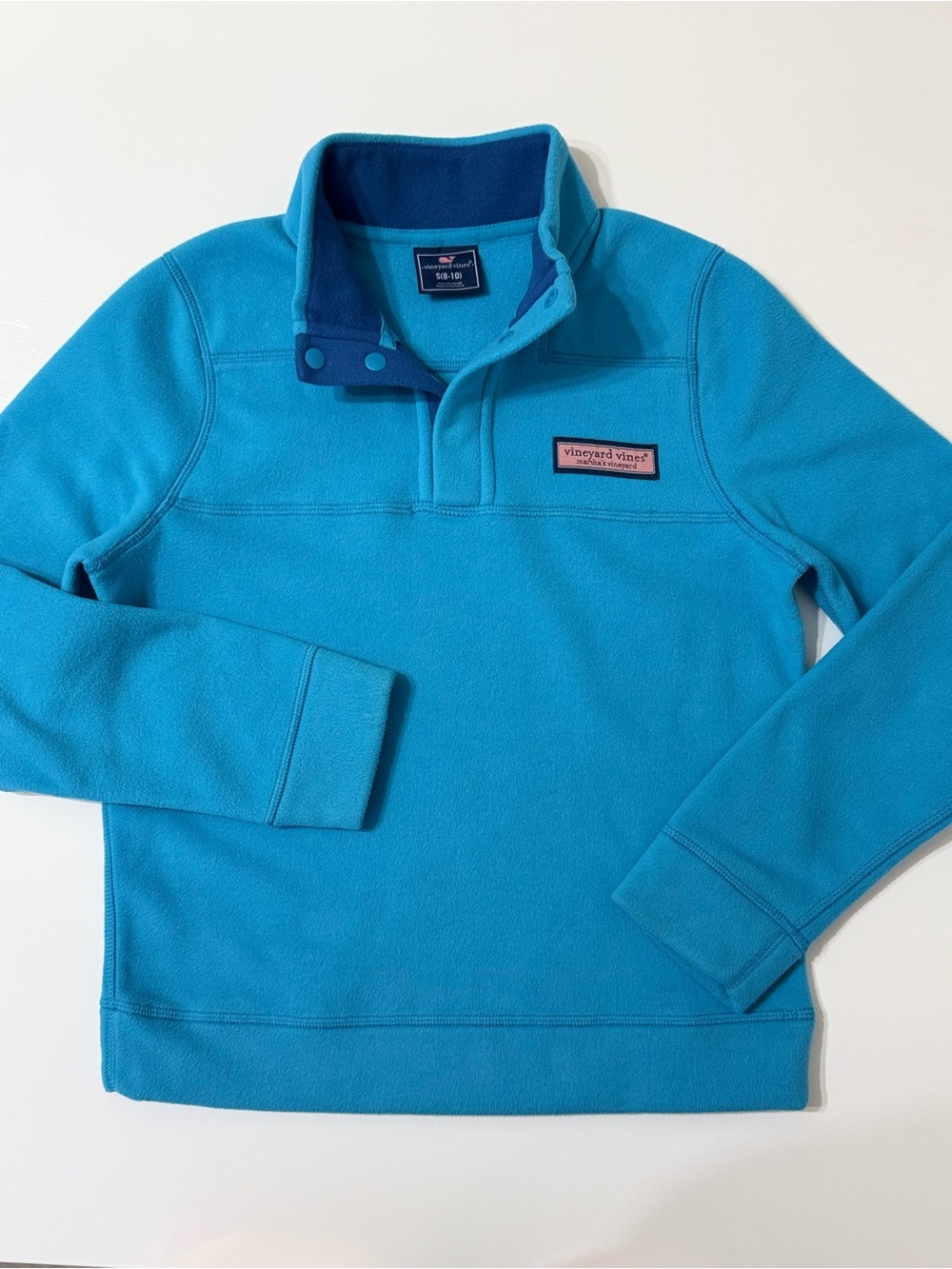 Vineyard Vines Boys Harbor Fleece Quarter-Snap Pullover - Small (8-10)